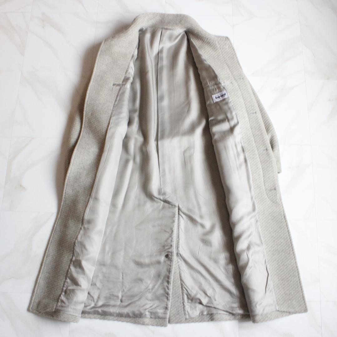 barassi ロングコート Lサイズ ウール スタンドカラー ライトグレー