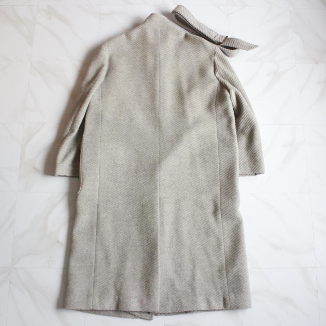 barassi ロングコート Lサイズ ウール スタンドカラー ライトグレー