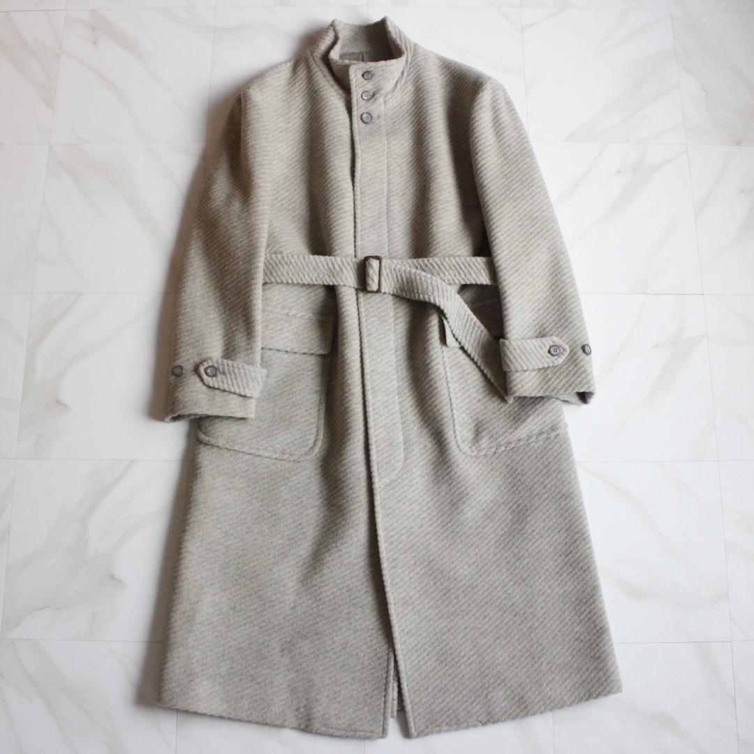barassi ロングコート Lサイズ ウール スタンドカラー ライトグレー