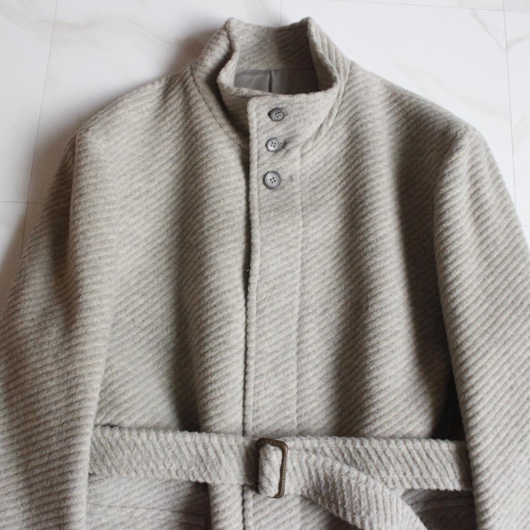 barassi ロングコート Lサイズ ウール スタンドカラー ライトグレー