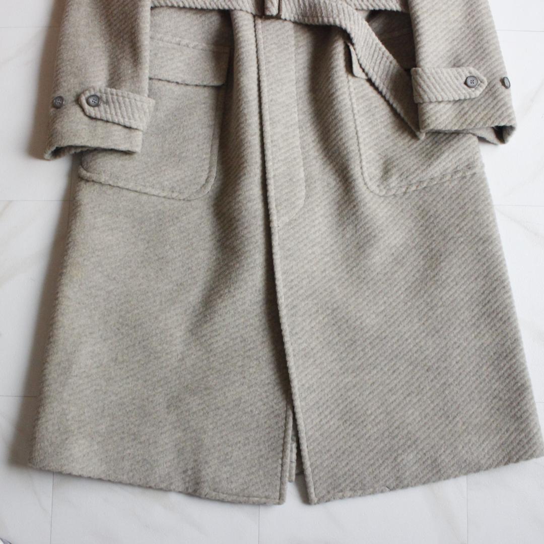barassi ロングコート Lサイズ ウール スタンドカラー ライトグレー