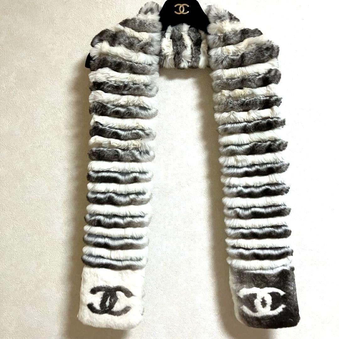 美品】CHANEL オリラグ マフラー ココマーク CC シャネル リアルファー