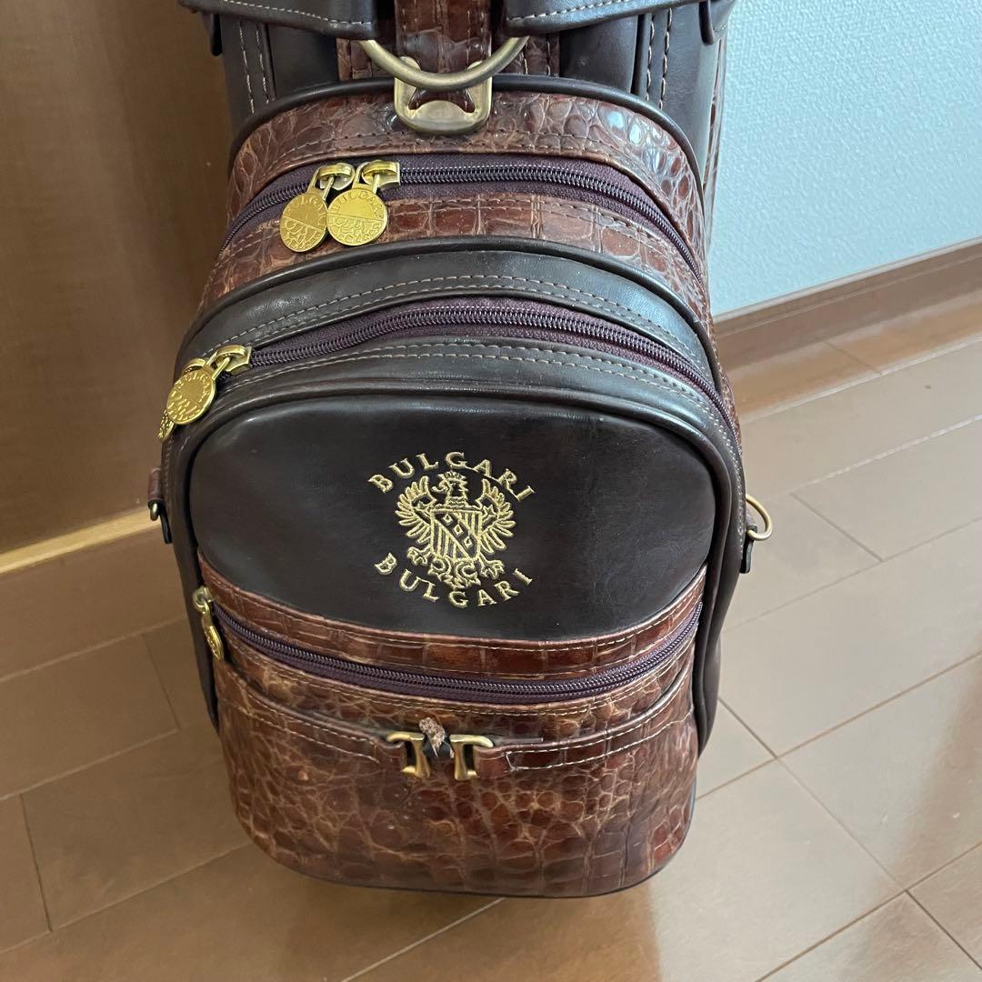 美品‼️希少人気！ブルガリ キャディーバッグ クロコ型押し ブラウン×ゴールド