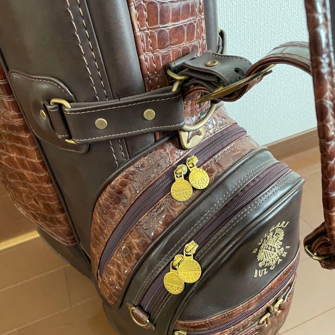 美品‼️希少人気！ブルガリ キャディーバッグ クロコ型押し ブラウン×ゴールド