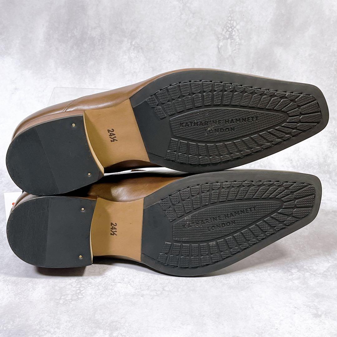 ☆新品☆【キャサリンハムネット】ドレスシューズ (24.5) ロングノーズ　茶