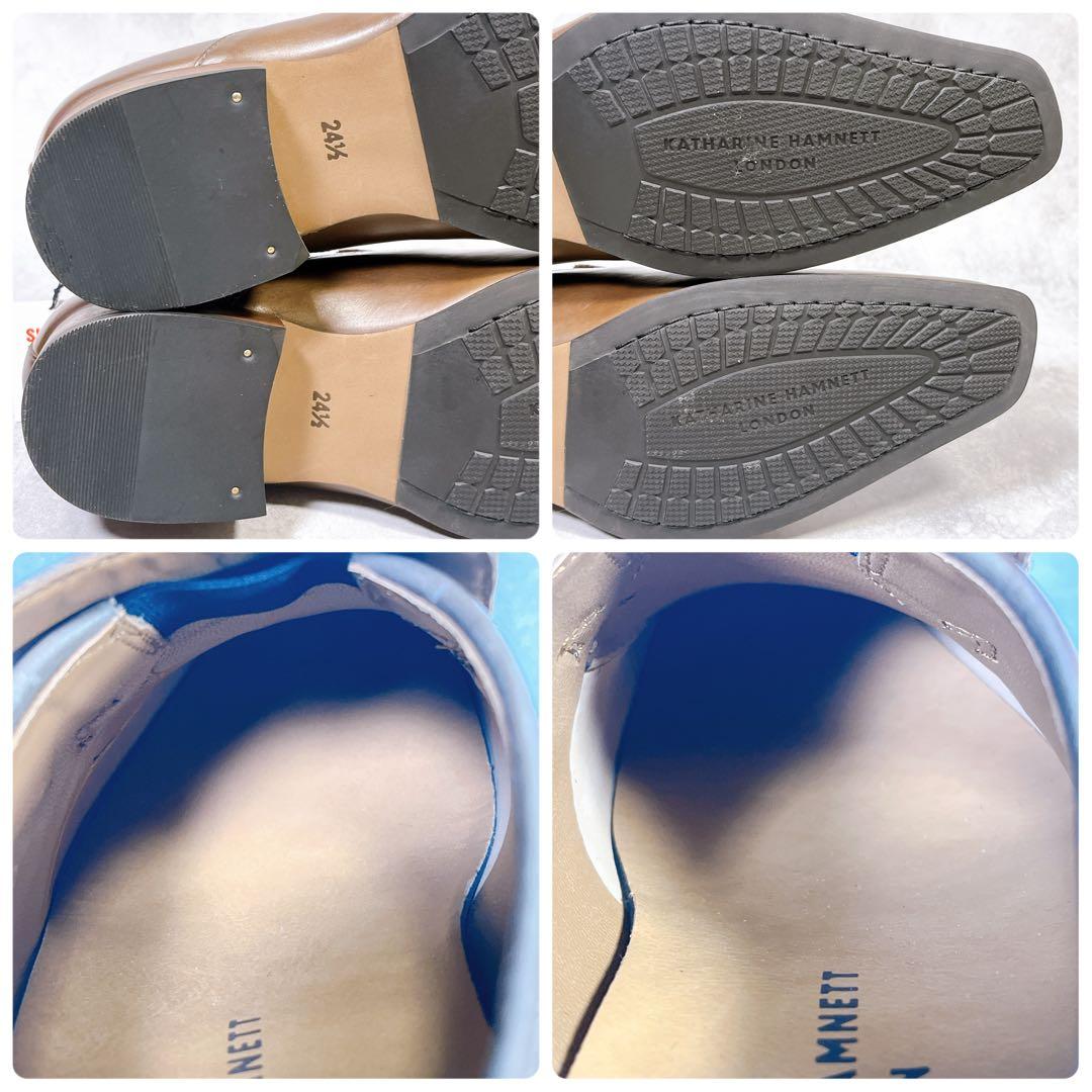 ☆新品☆【キャサリンハムネット】ドレスシューズ (24.5) ロングノーズ　茶