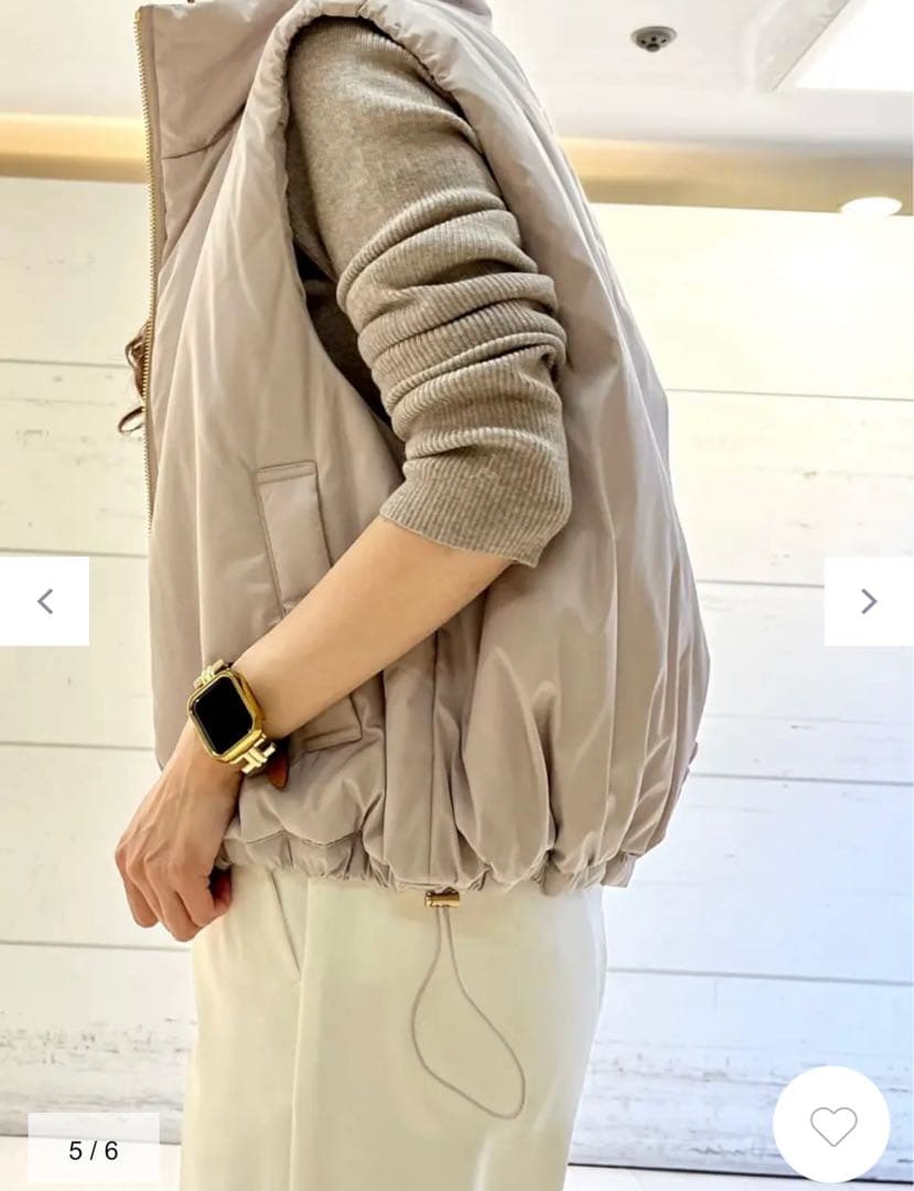 【美品】2024AW 23区 中綿 ショートパディング ベスト 38 ベージュ