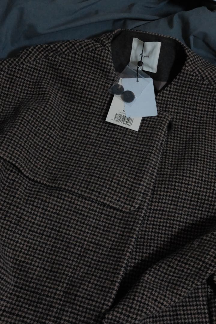 【新品未使用】Eaphi no collar wool check coat