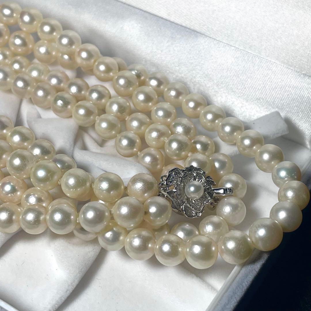 2連 ロング✨️ あこや真珠 パール ネックレス 約7.0~7.5mm 本真珠