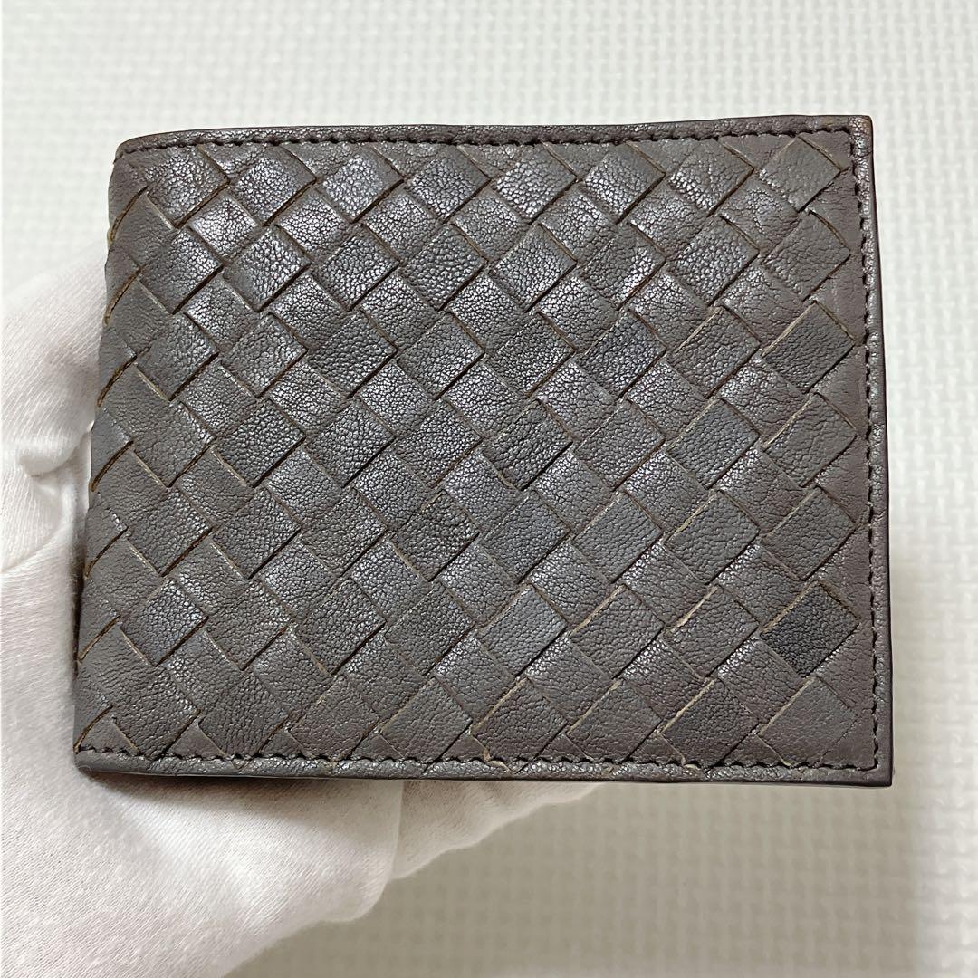 未使用BOTTEGA VENETA ボッテガヴェネタ レザー二つ折り財布　グレー