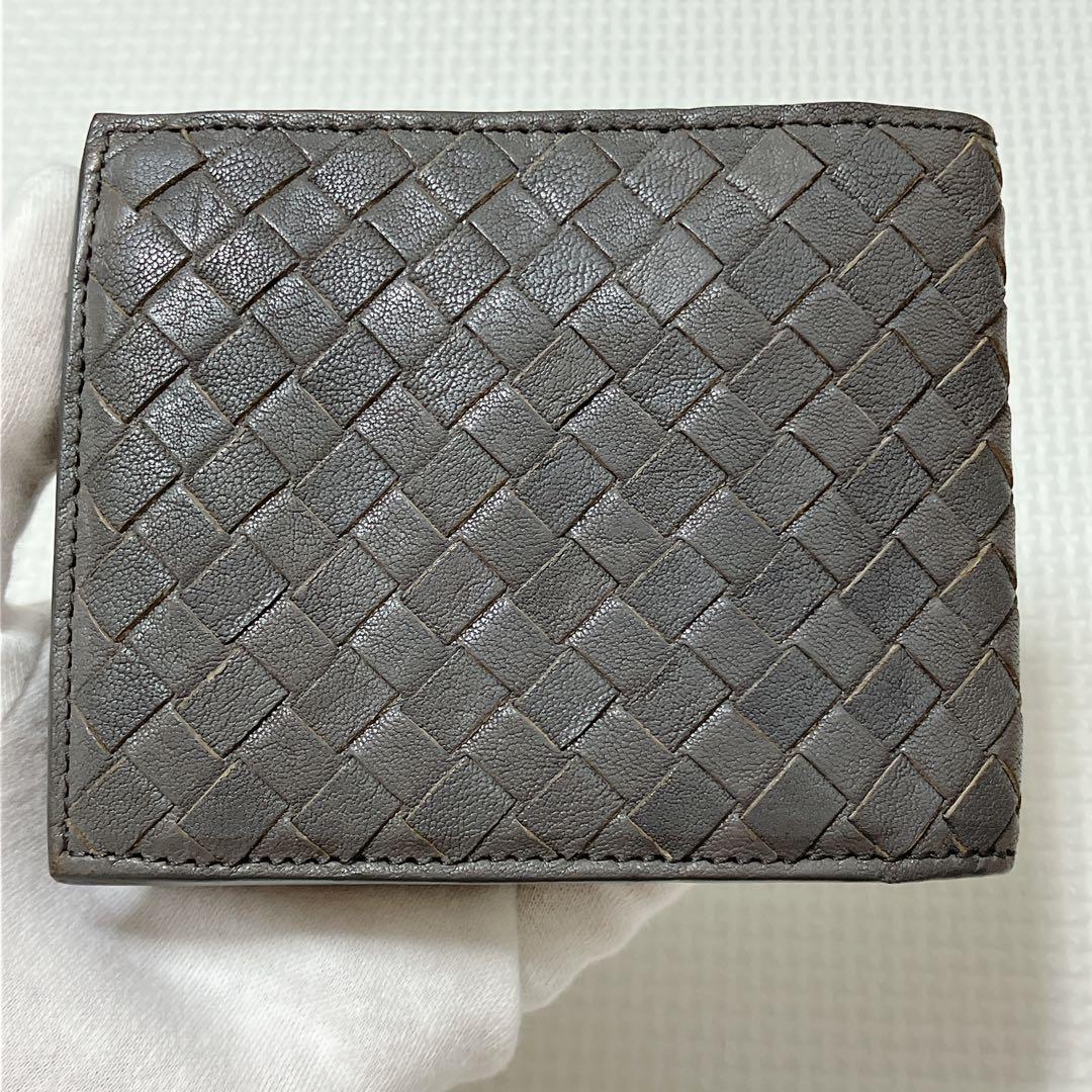 未使用BOTTEGA VENETA ボッテガヴェネタ レザー二つ折り財布　グレー