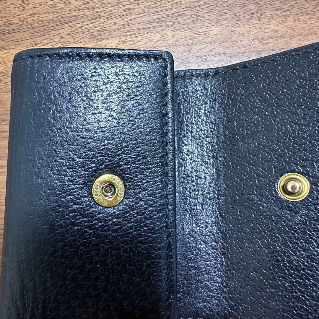 GUCCI ブラックレザーキーケース 蜂モチーフ アニマリエ