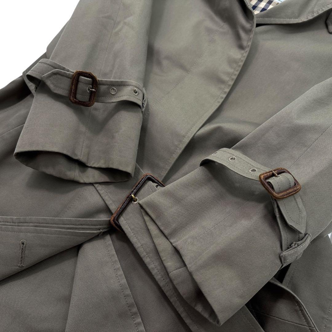 極美品】アクアスキュータム　トレンチコート　ベルト　カーキ　AQUA５　チェック