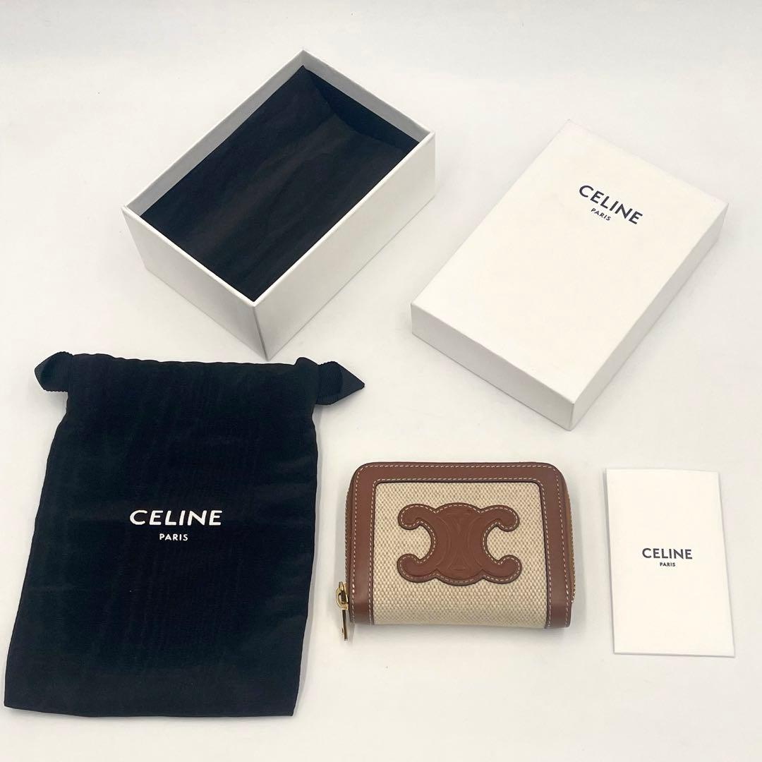 CELINE セリーヌ キュイル トリオンフ コンパクト ジップウォレット箱付き