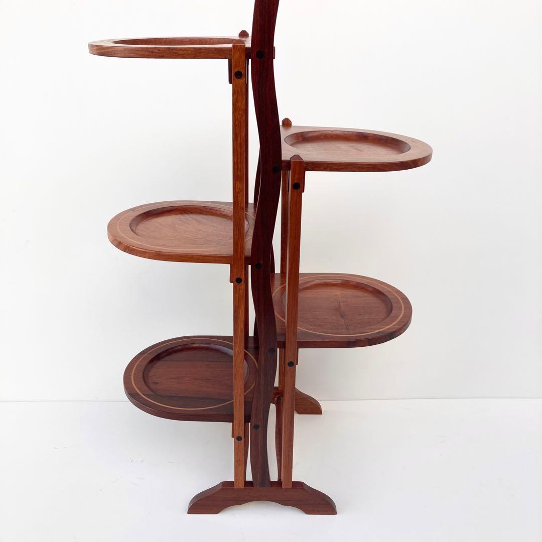 希少 ヴィンテージ ケーキスタンド スリーティアーズ 折りたたみ 北欧　チーク