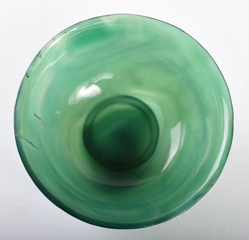 茶九　中国　緑瑪瑙彫刻　鉢　M　R4156