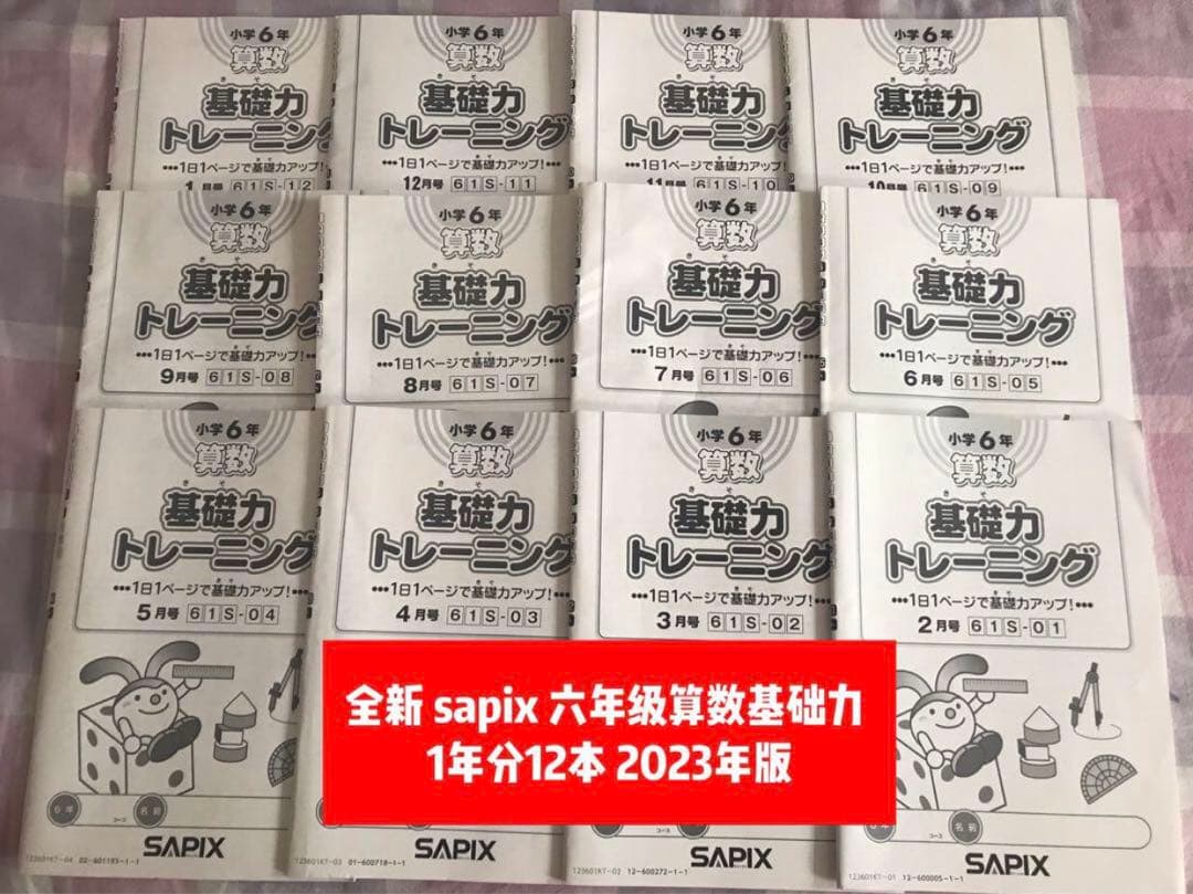 全新：サピックス算数 6年基礎力トレーニング1年分12冊2023年度版