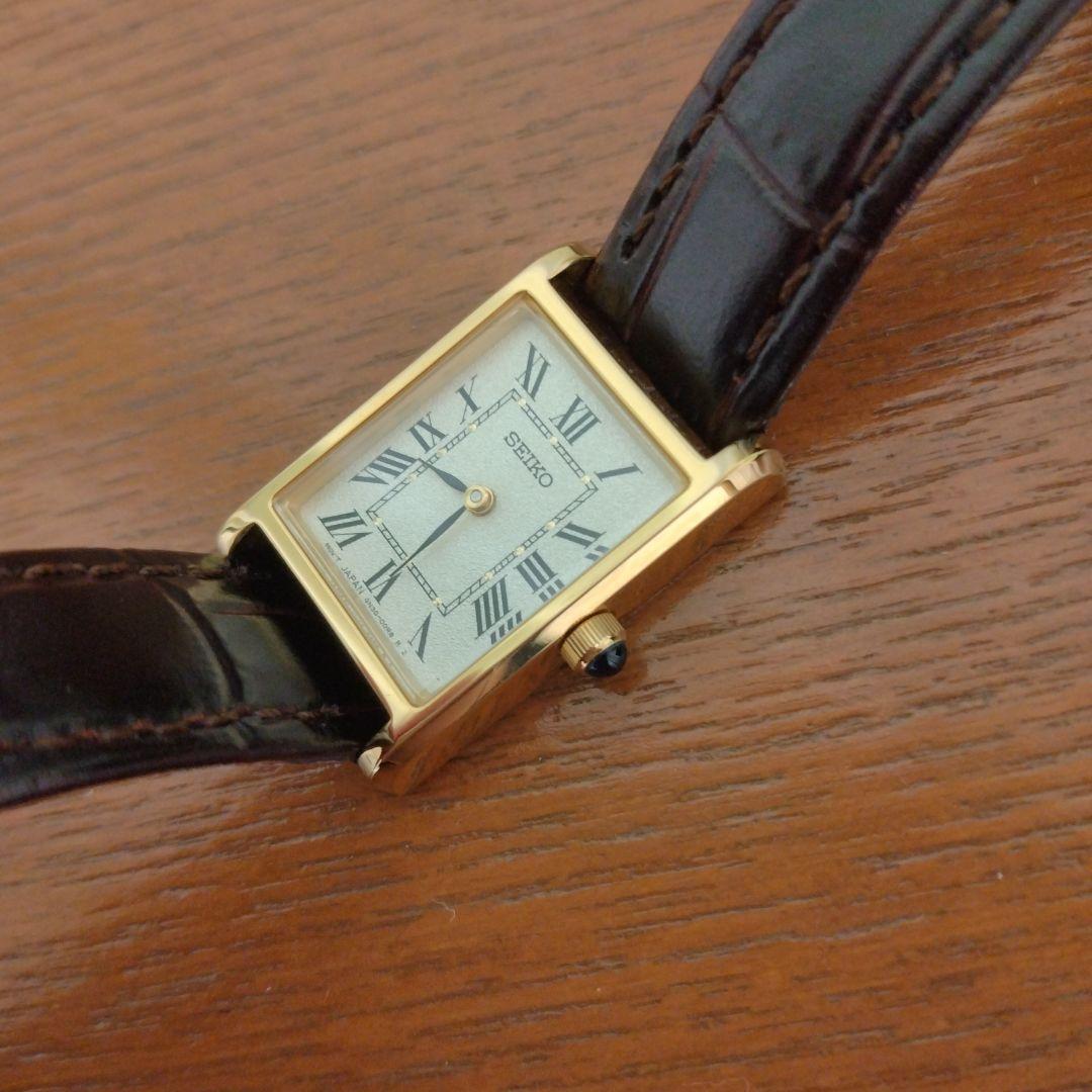 値下げ　セイコー　稼働品　ナノユニバース　ブラウン　ゴールド　腕時計
