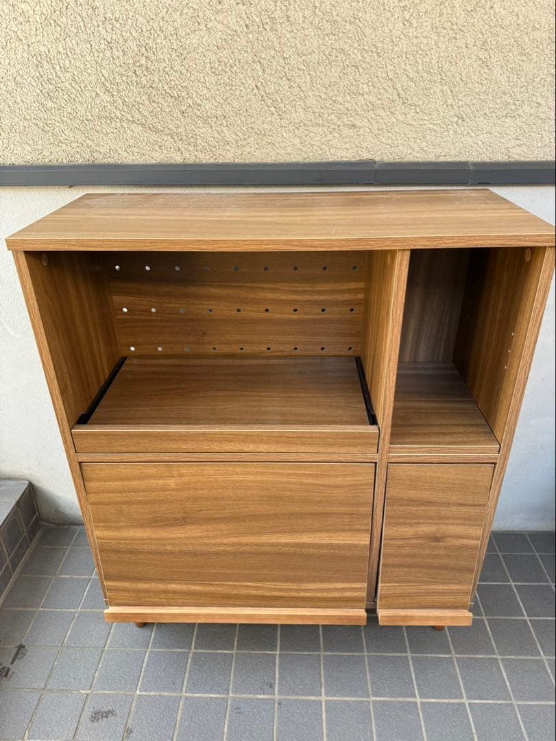 トニー　幅81 フラップ扉付き木製レンジ台　レンジボード　食器棚