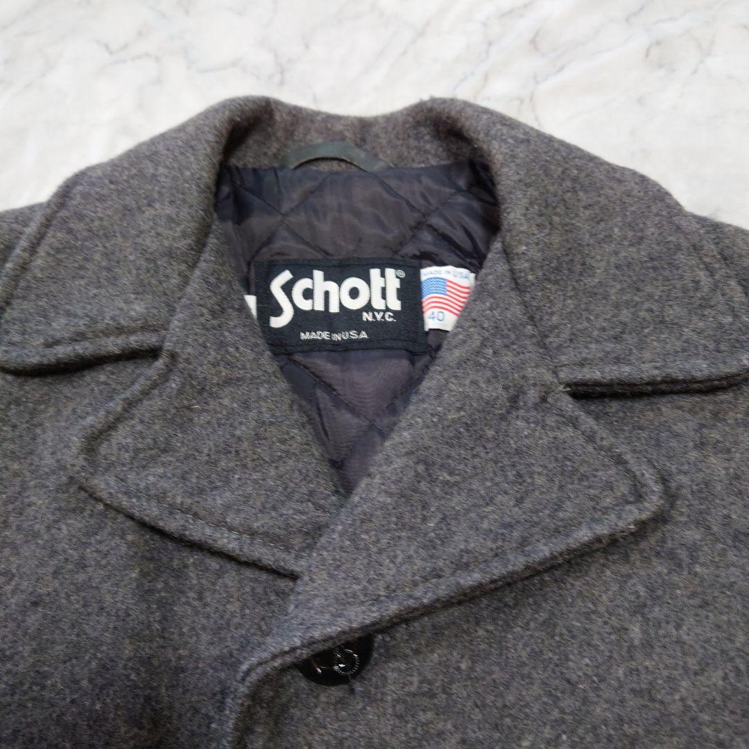 ヴィンテージSchott ウール シングルピーコート グレー未使用に近い 40