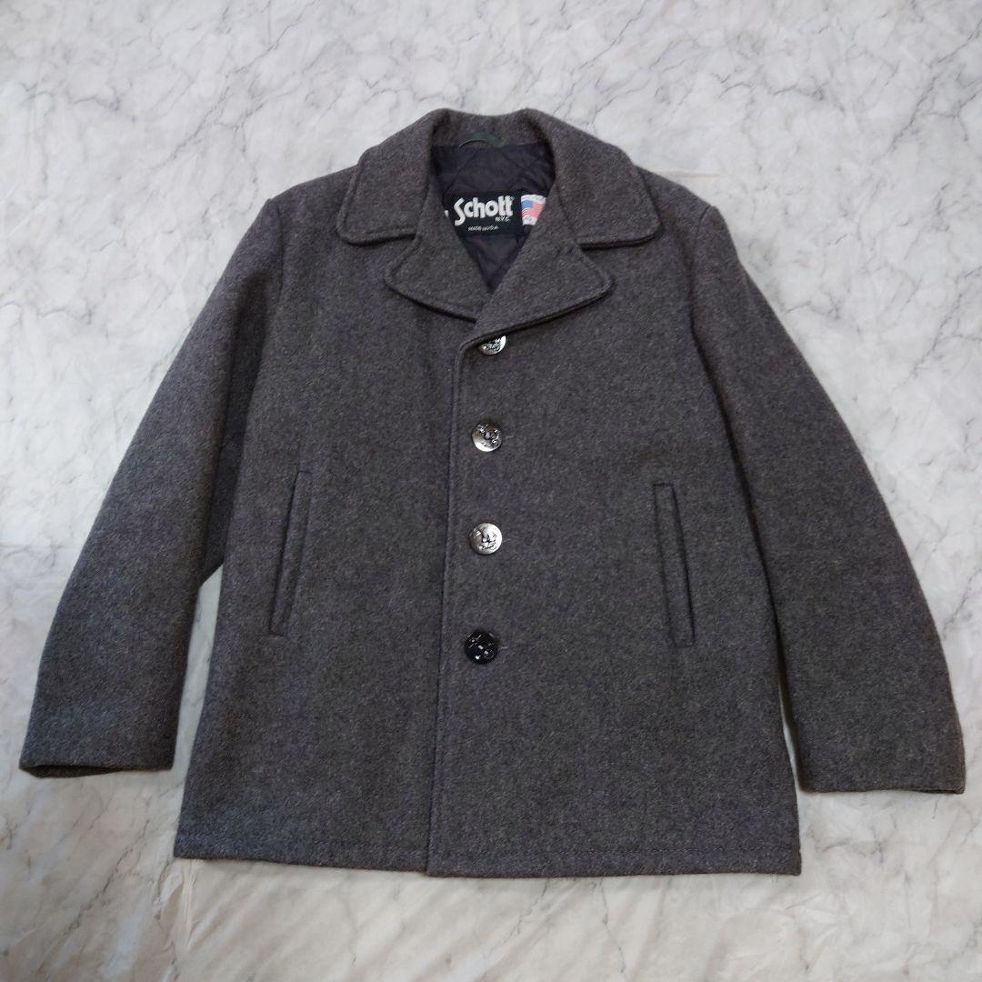 ヴィンテージSchott ウール シングルピーコート グレー未使用に近い 40