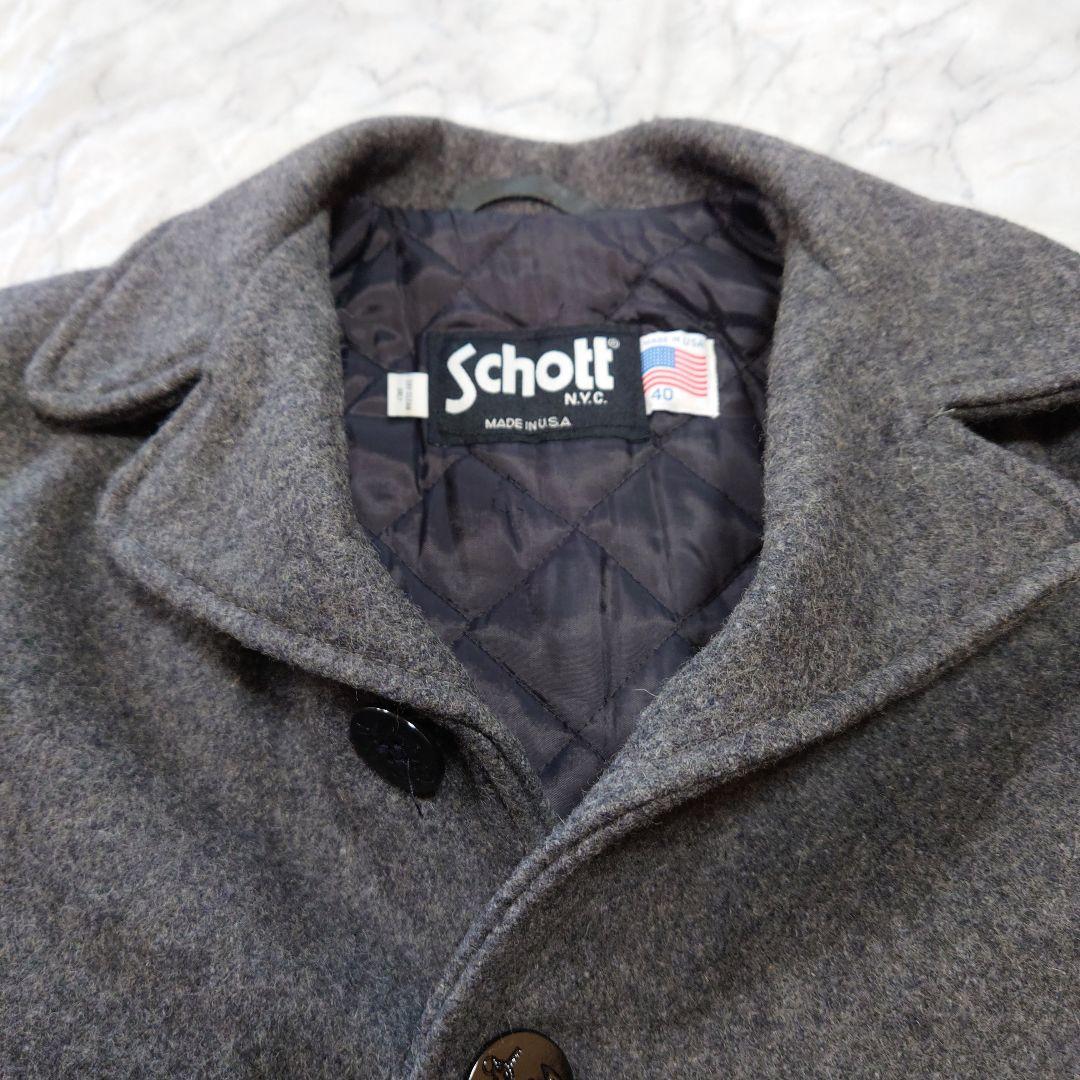 ヴィンテージSchott ウール シングルピーコート グレー未使用に近い 40
