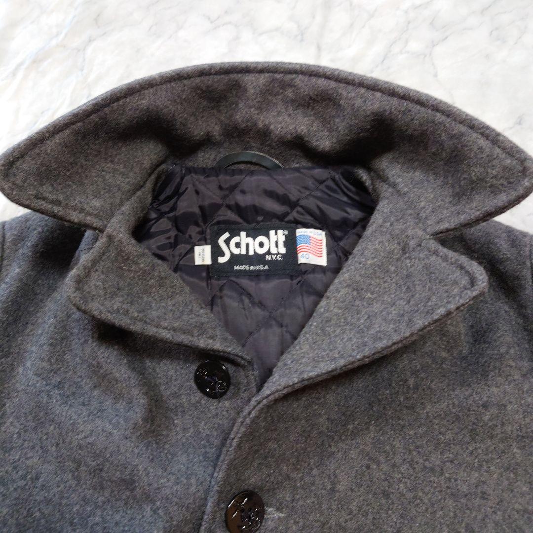 ヴィンテージSchott ウール シングルピーコート グレー未使用に近い 40