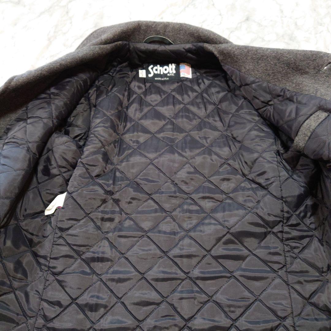 ヴィンテージSchott ウール シングルピーコート グレー未使用に近い 40