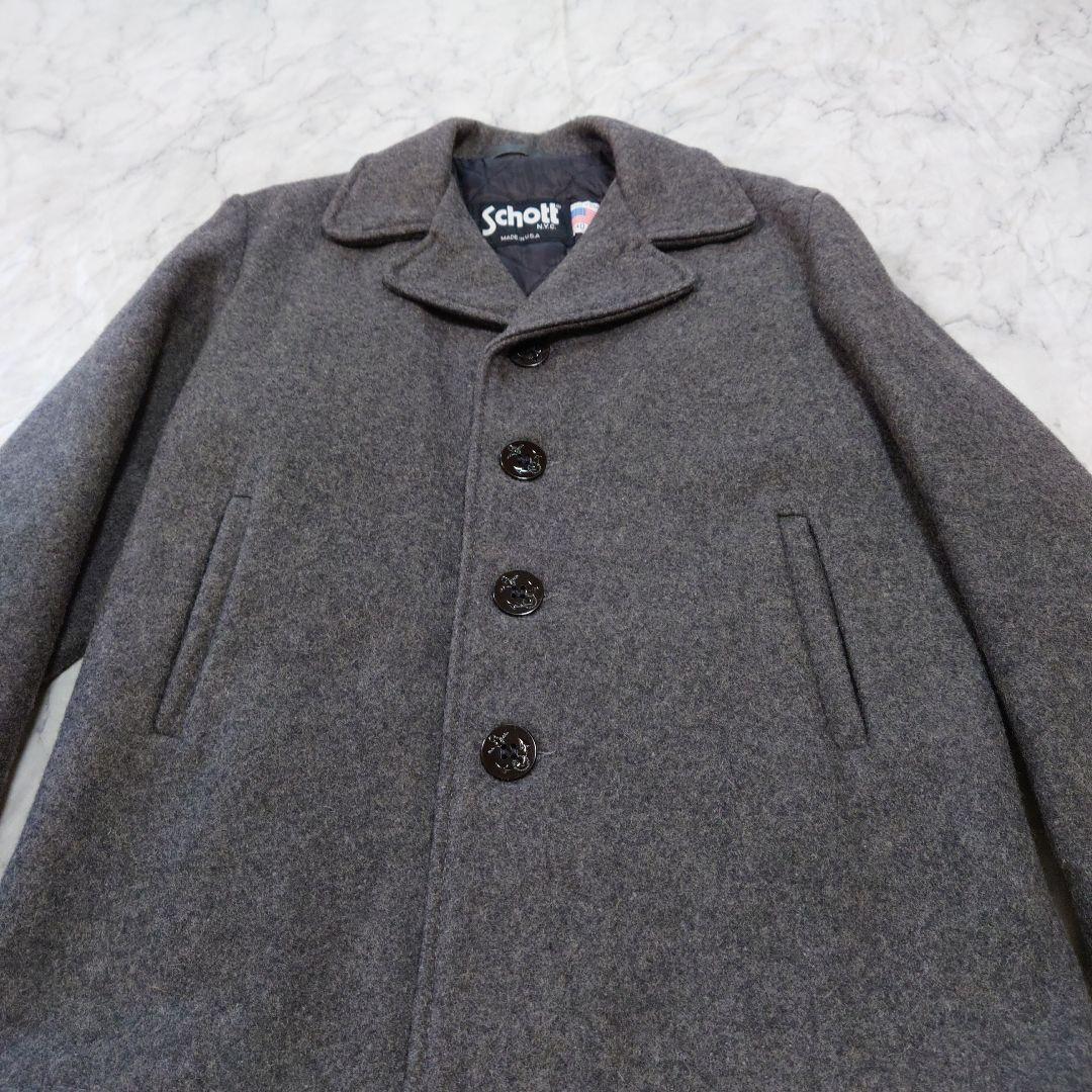 ヴィンテージSchott ウール シングルピーコート グレー未使用に近い 40