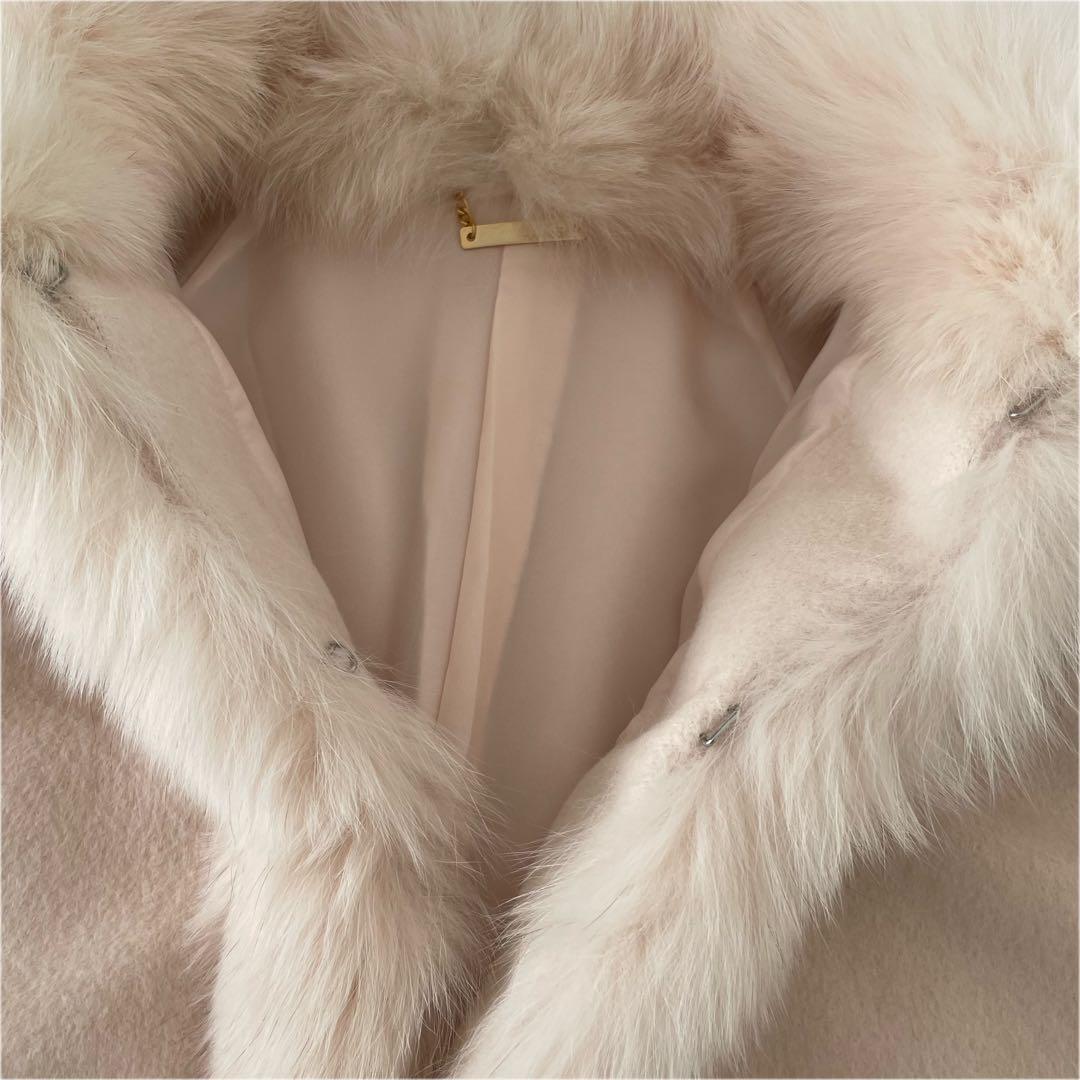 Harrods フォックスファー アンゴラウール ケープコート ポンチョ