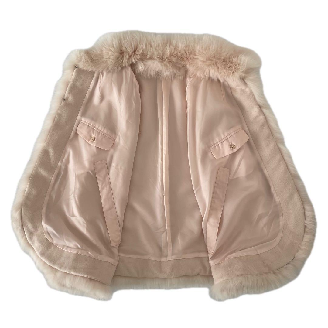 Harrods フォックスファー アンゴラウール ケープコート ポンチョ