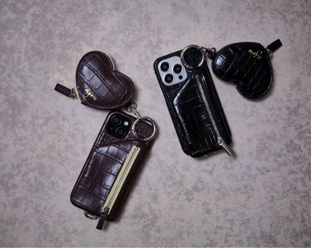 ajew iPhone15Pro espresso エジュー クロコ 茶色