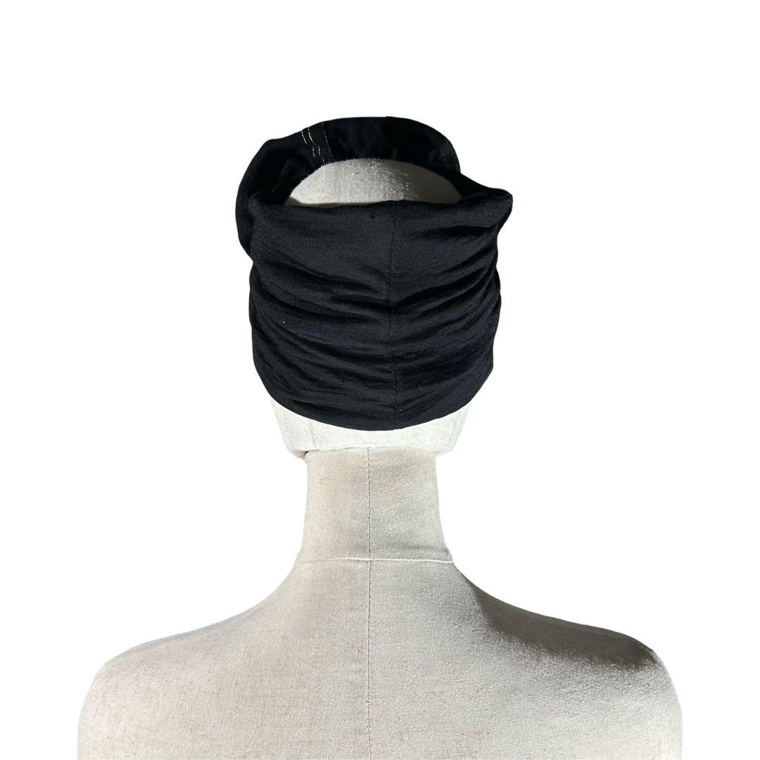 希少 80s archive 装飾デザインターバン 黒 シュシュ