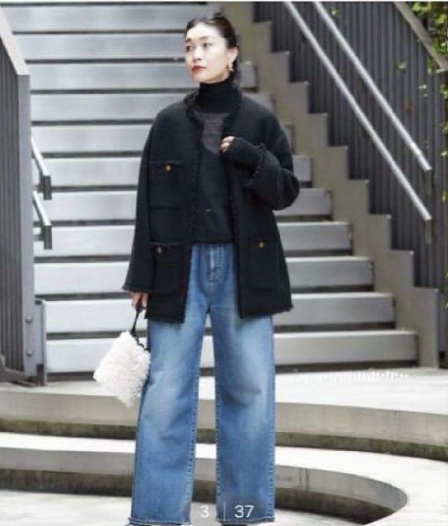 新品　L'ESSAGE GIOLICAツイードBIGジャケット　ブラック