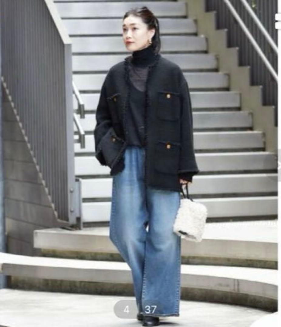 新品　L'ESSAGE GIOLICAツイードBIGジャケット　ブラック