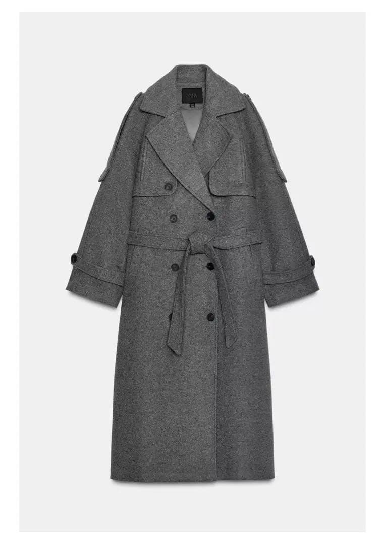 ZARA ダブルブレストコート ベルトとループ付き　M