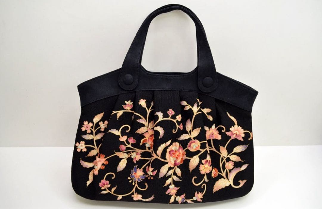 ゆ*け様 美品 OKAJIMA 岡重 ハンドバッグ 和装バッグ 絹100％ トー