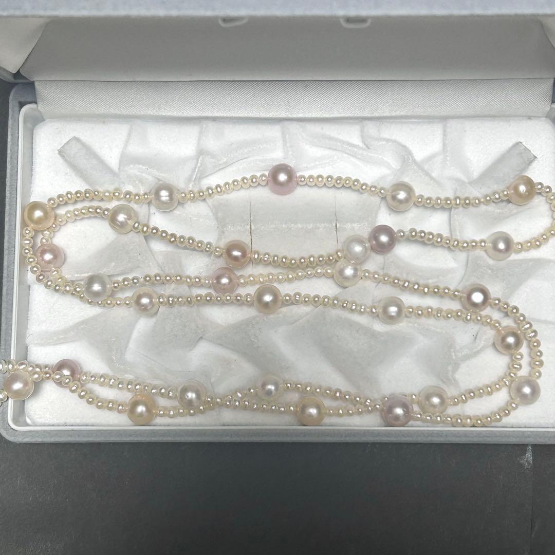 【180cm/テリ◎】本真珠 ネックレス ロング 1連 2連 3連 マルチカラー