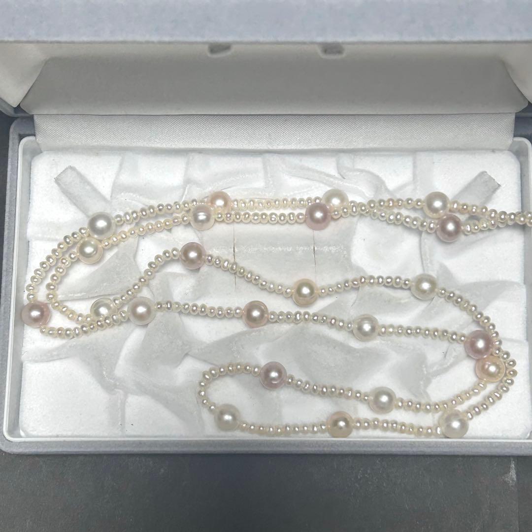 【180cm/テリ◎】本真珠 ネックレス ロング 1連 2連 3連 マルチカラー