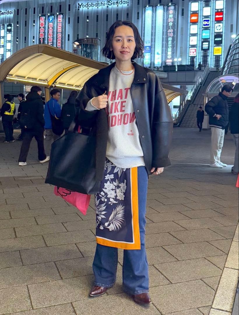 【eL】JEANASISロゴスウェットプルオーバーeL×おねグレーeL×ONE