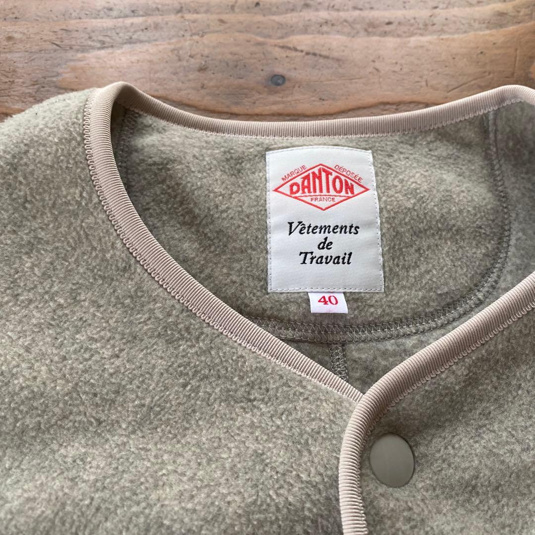 DANTON ＊ノーカラーフリースジャケット＊ベージュグレー＊40レディースも