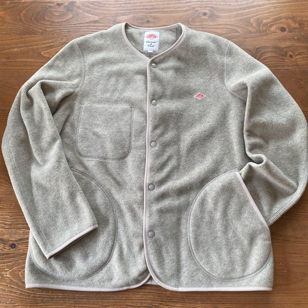 DANTON ＊ノーカラーフリースジャケット＊ベージュグレー＊40レディースも
