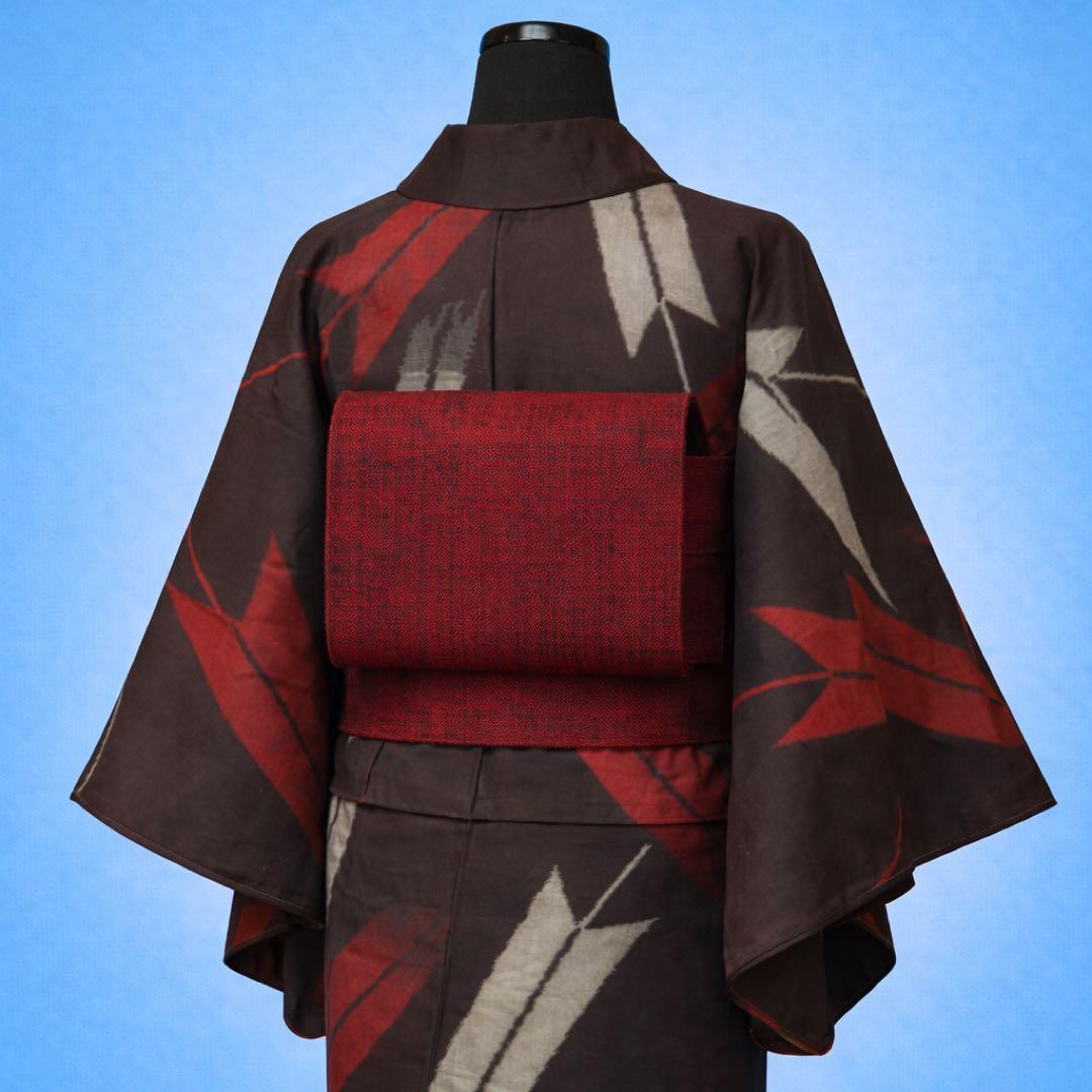 彩*様 美品　アンティーク　銘仙　矢羽柄