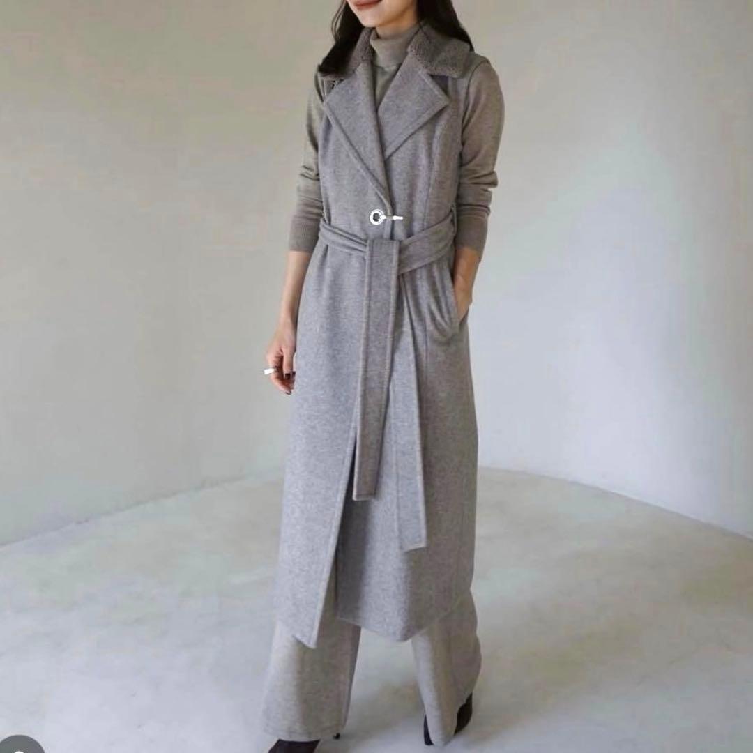 laubeblanc Belted Wool long gilet ウールジレ