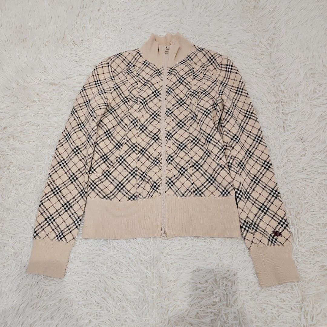 バーバリーブルーレーベル トラックジャケット M ノバチェック ホースロゴ　刺繍