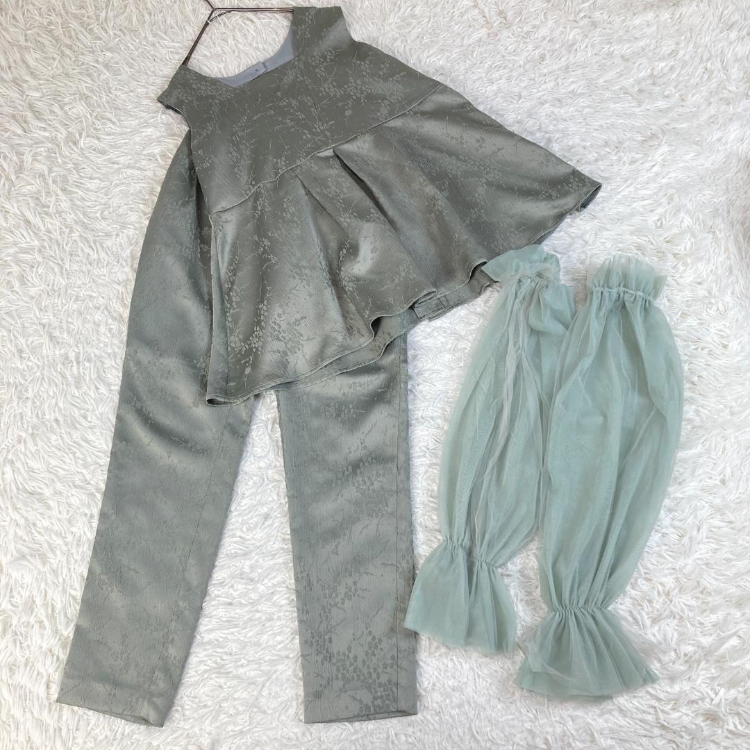 美品　ルイルエブティック　ジャカードタックフレアトップス＆テーパードパンツドレス