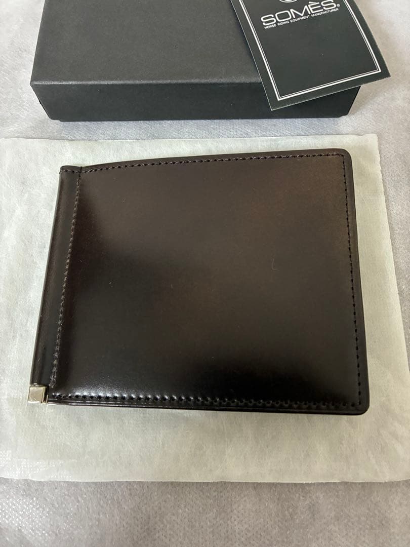 美品ソメスサドル ハノーバー コードバン マネークリップ ダークブラウン