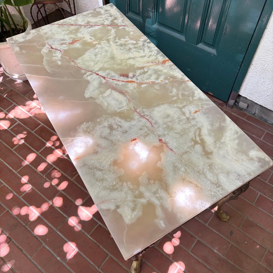 大理石テーブル アンティーク レトロ コーローテーブル　W100×D50×H46