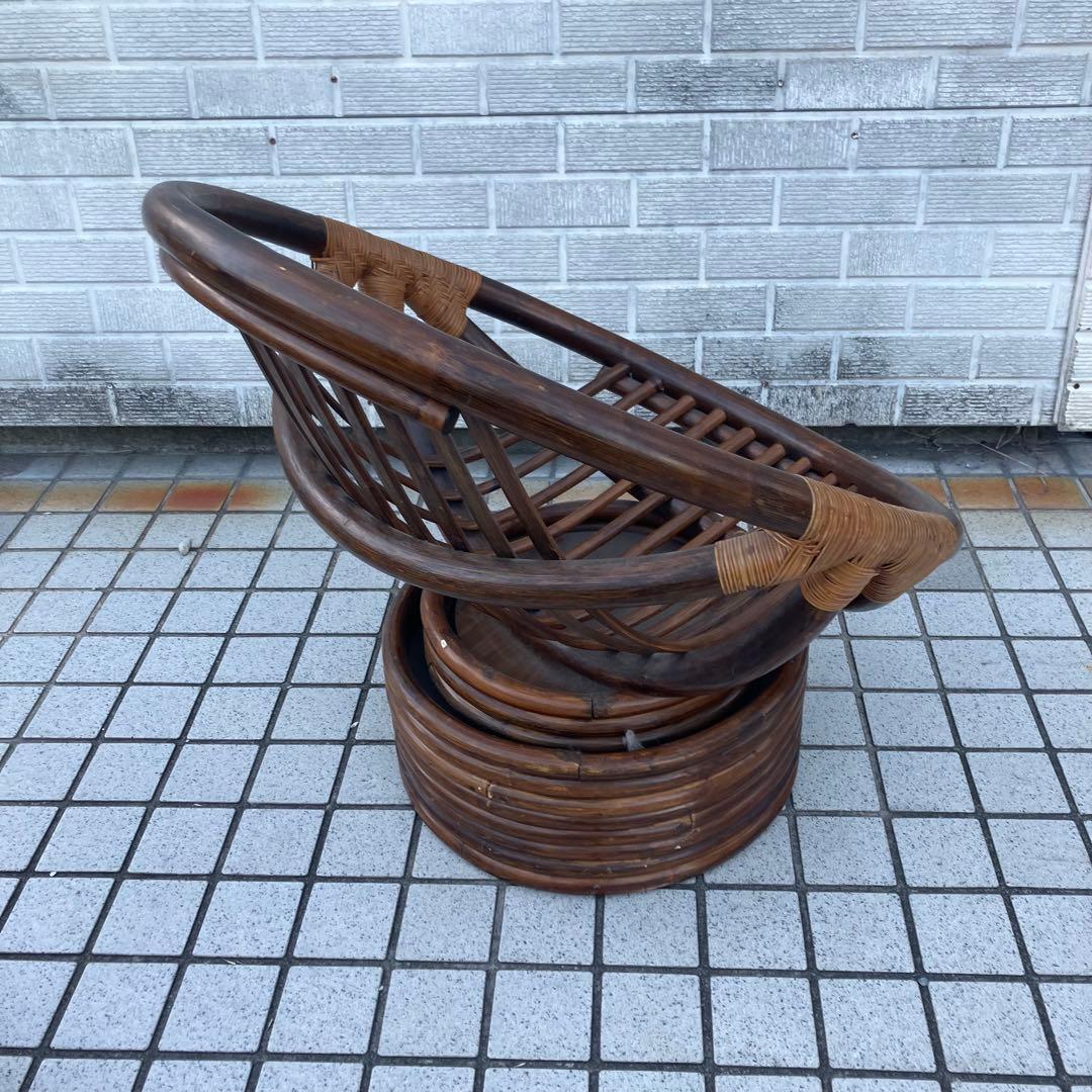 ①アジアンレトロ 回転式ラタンチェア ラウンドソファ エッグチェア アームチェア