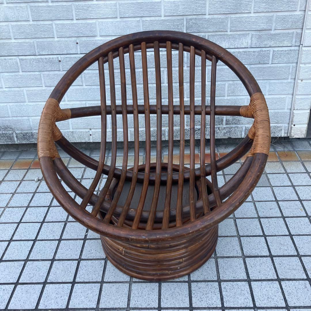 ①アジアンレトロ 回転式ラタンチェア ラウンドソファ エッグチェア アームチェア